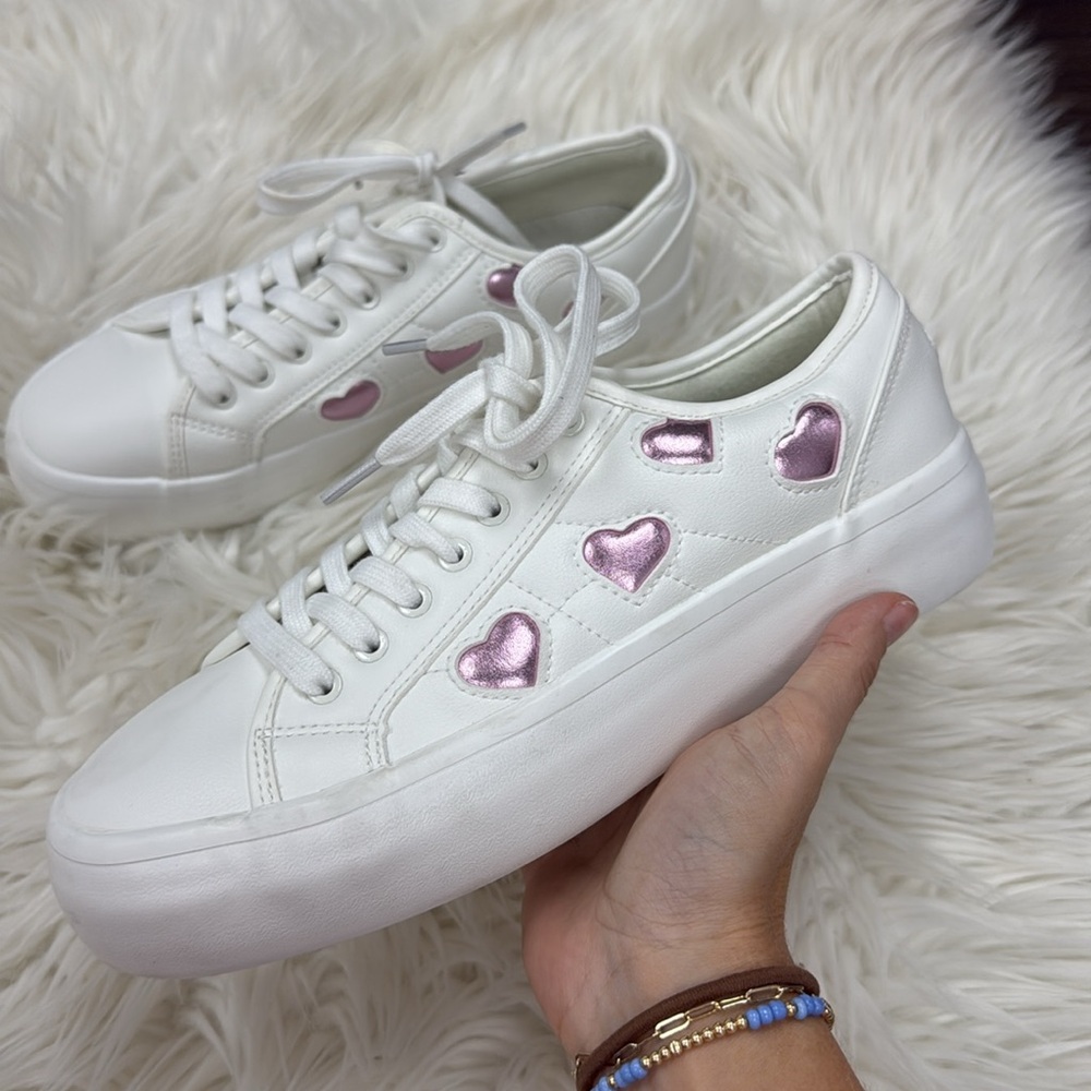 Sincerely Jules White Pink Heart Sneakers - Picture 2 of 7